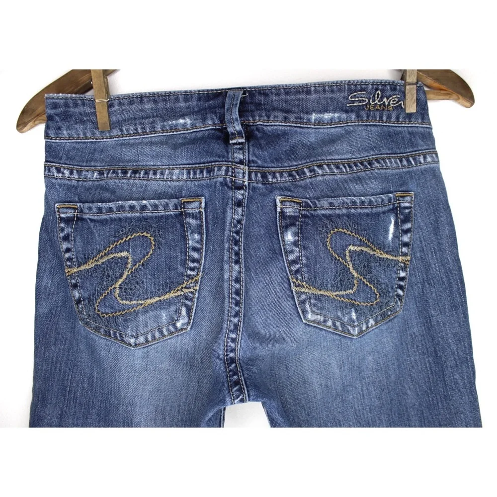 Silver Jeans Distressed Flare Hemmed Cuff Jeans 26 2 Preowned - Picture 7 of 10